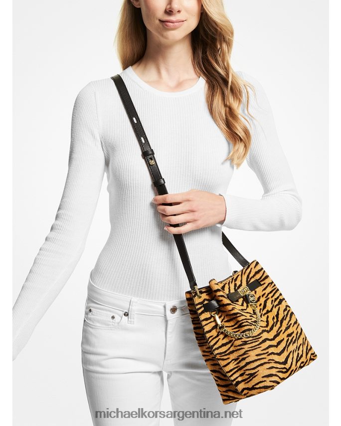 mujer maravilla bolso messenger hamilton legacy mediano con estampado de tigre y pelo de becerro Michael Kors T46HB0920