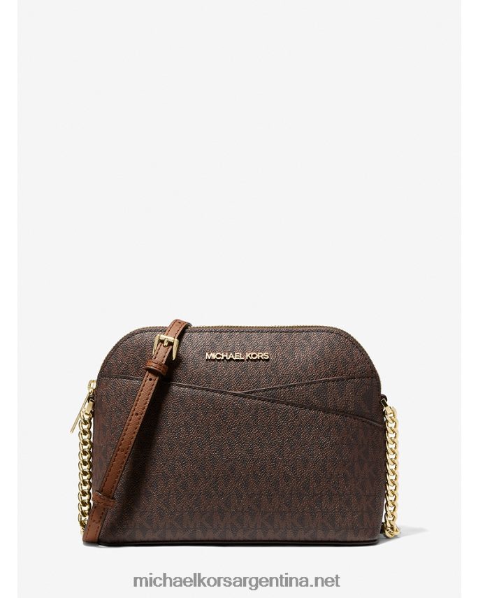 mujer marrón bandolera jet set travel mediana con cúpula del logo Michael Kors T46HB0774