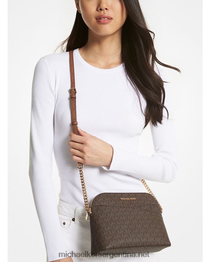 mujer marrón bandolera jet set travel mediana con cúpula del logo Michael Kors T46HB0774