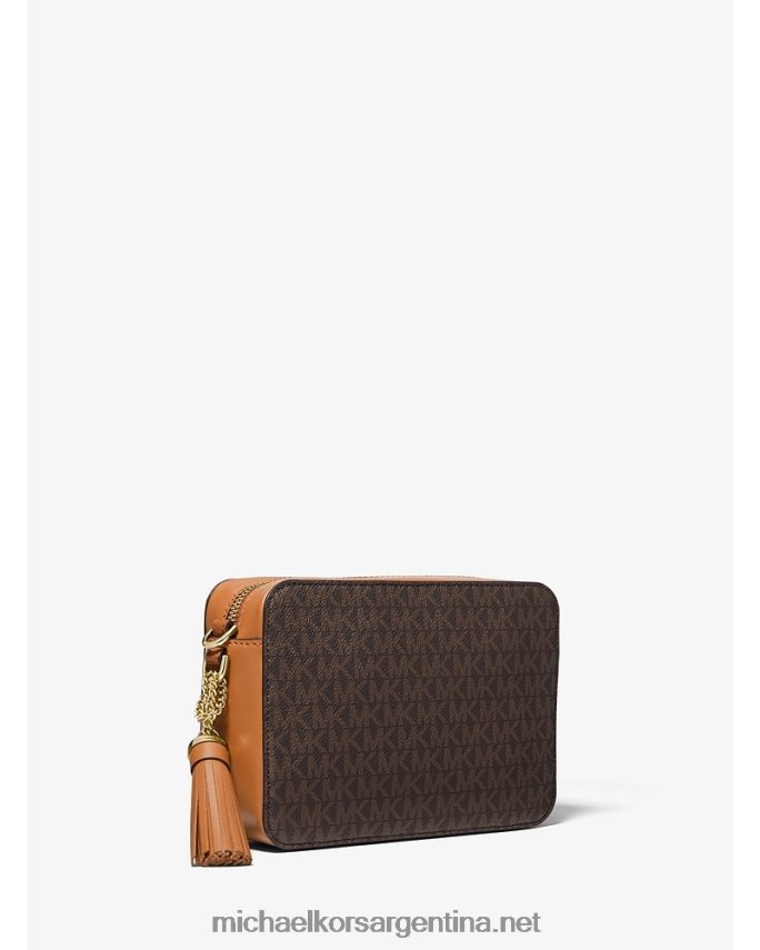 mujer marrón/bellota bolsa crossbody ginny mediana con franja del logo Michael Kors T46HB0750
