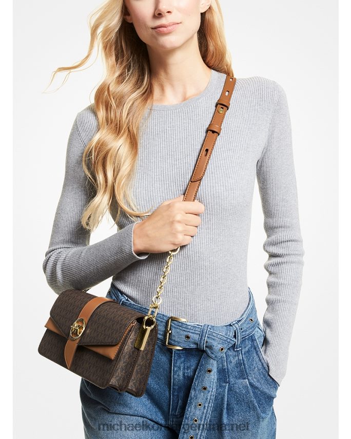 mujer marrón/bellota bolsa de hombro Greenwich mediana con logo Michael Kors T46HB0929