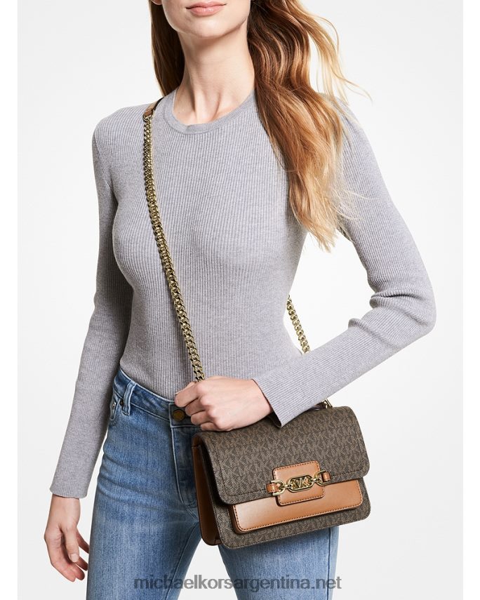 mujer marrón/bellota bolso de hombro jaspeado con logo grande Michael Kors T46HB0834