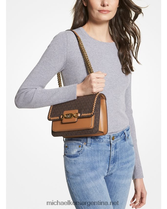 mujer marrón/bellota bolso de hombro jaspeado con logo grande Michael Kors T46HB0894