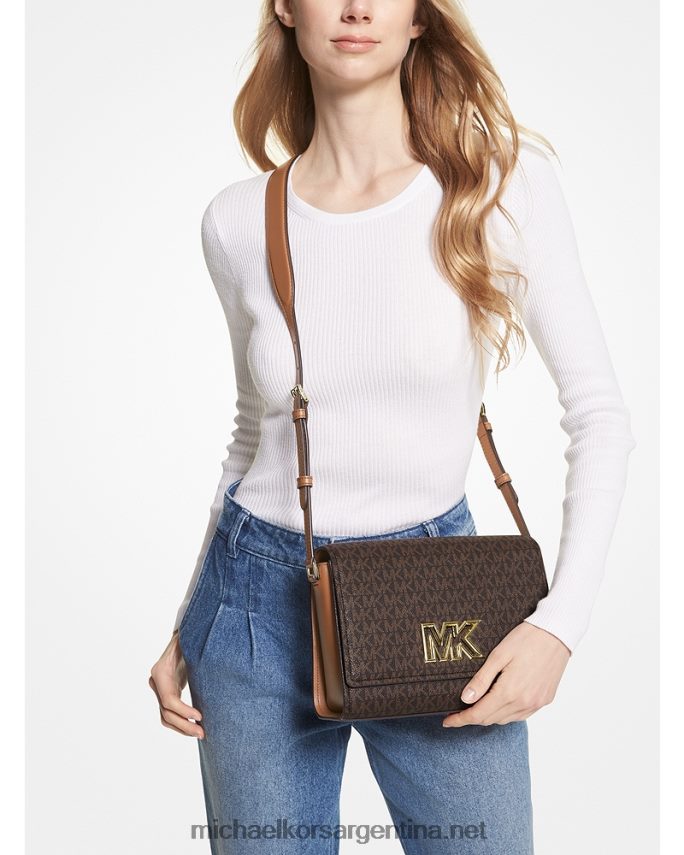 mujer marrón bolsa messenger mimi mediana con logo Michael Kors T46HB0947