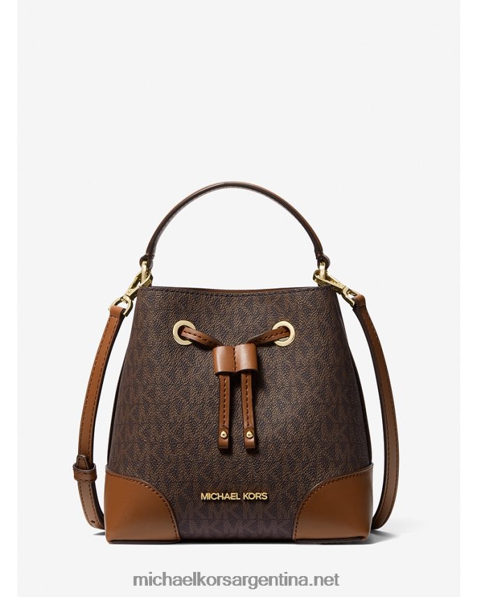 mujer marrón bolso bombonera mercer pequeño con logo Michael Kors T46HB0914