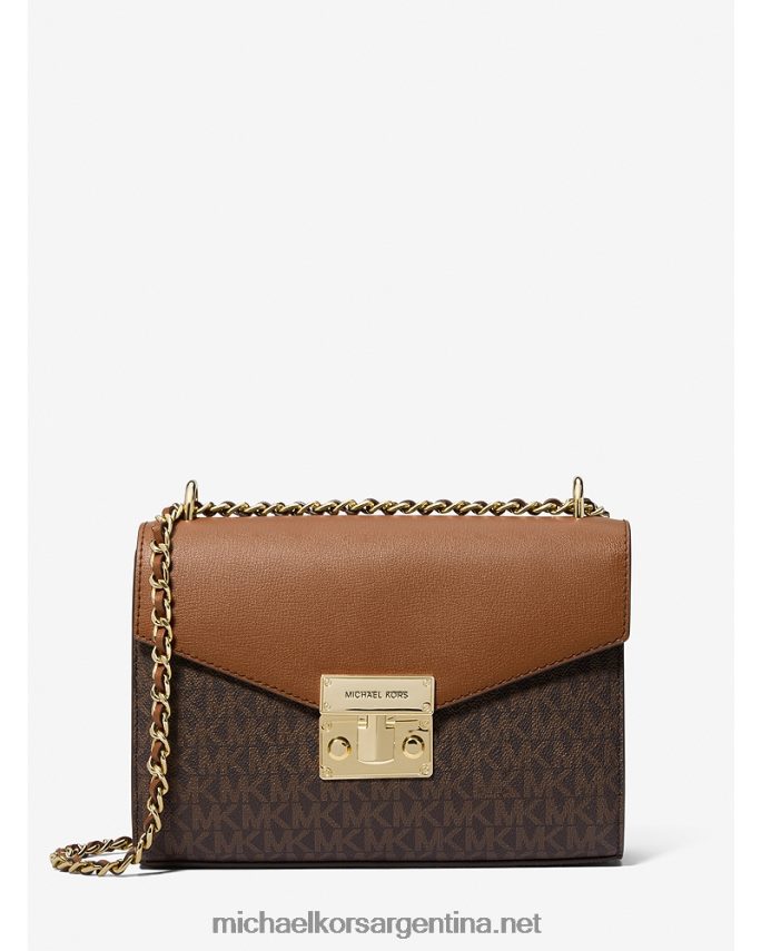 mujer marrón bolso de hombro rosa mediano con logo y piel sintética Michael Kors T46HB0776