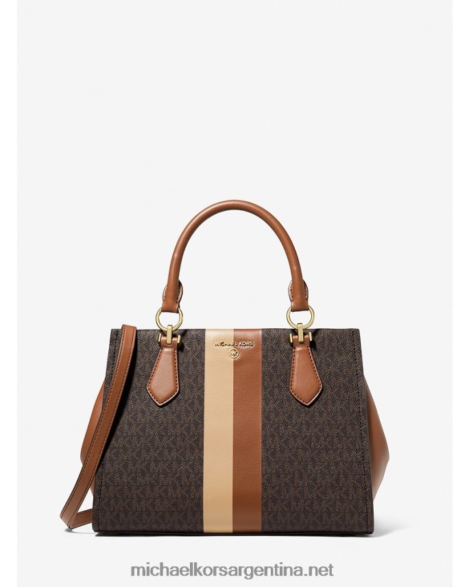 mujer marrón/equipaje bolso satchel marilyn mediano con franja del logo Michael Kors T46HB0829