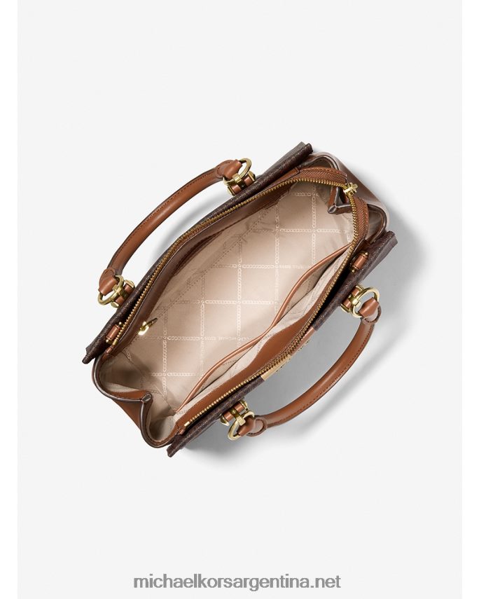 mujer marrón/equipaje bolso satchel marilyn mediano con franja del logo Michael Kors T46HB0829