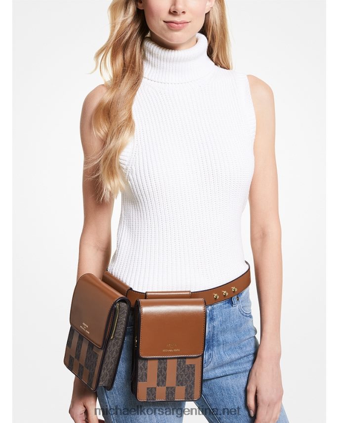 mujer marrón multi bolso multiusos de piel y firma ashya x saga Michael Kors T46HB0940