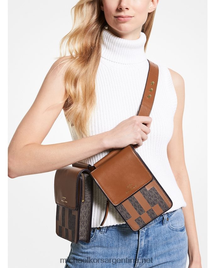 mujer marrón multi bolso multiusos de piel y firma ashya x saga Michael Kors T46HB0940