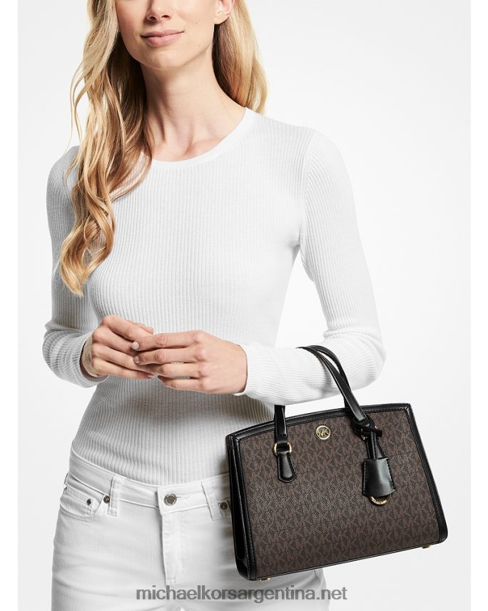 mujer marrón/negro bolsa messenger Chantal pequeña con logo Michael Kors T46HB0922