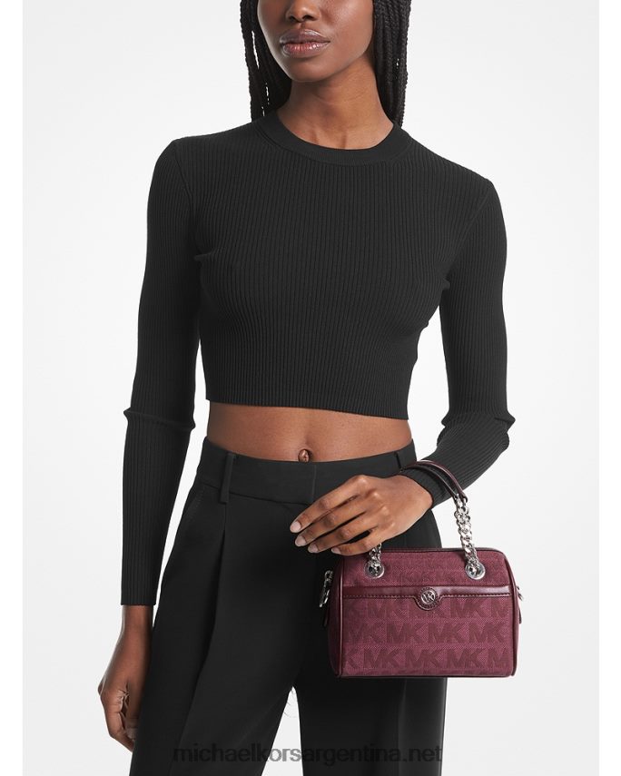 mujer merlot bolsa crossbody blaire extrapequeña con logo en jacquard Michael Kors T46HB0942