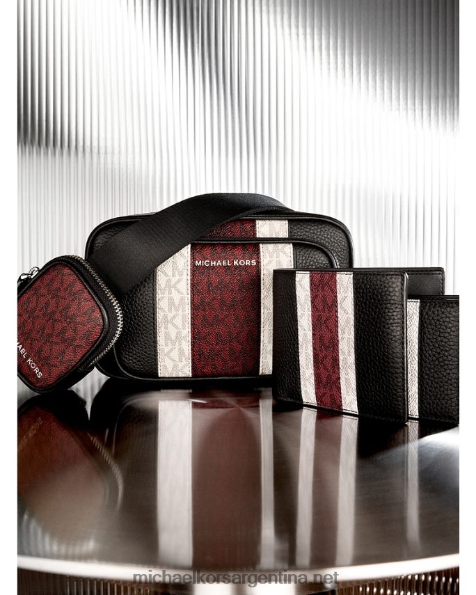 mujer merlot bolso cámara hudson de piel y logo con canguro Michael Kors T46HB0953