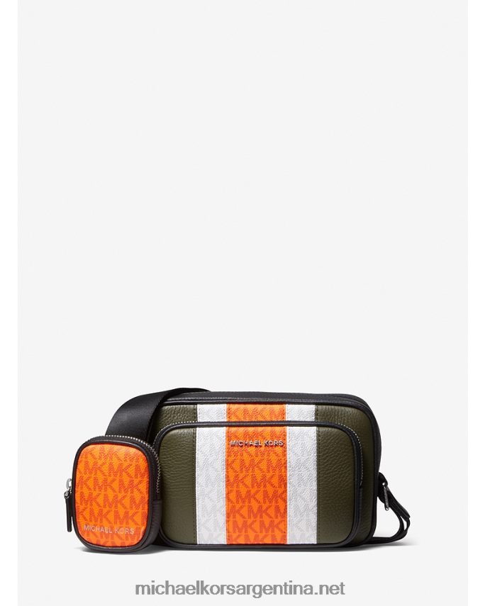 mujer naranja bolso cámara hudson de piel y logo con canguro Michael Kors T46HB0951