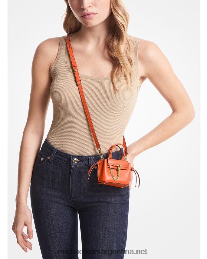 mujer naranja óptica bolsa crossbody hamilton Legacy de microcuero con cinturón Michael Kors T46HB0651