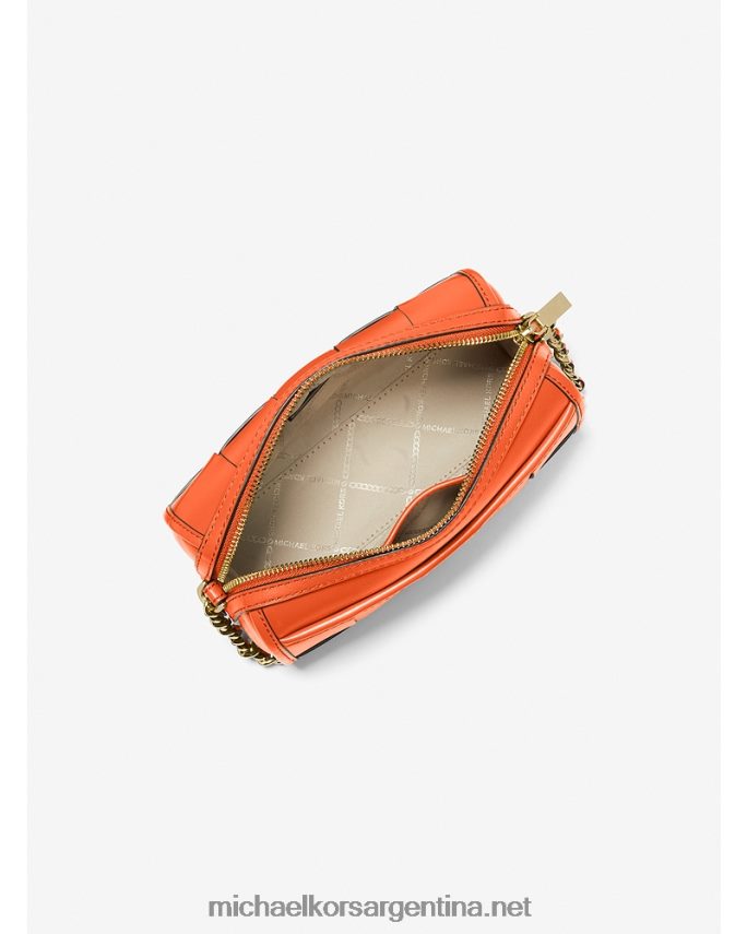 mujer naranja óptica bolsa crossbody jet set pequeña de piel entretejida Michael Kors T46HB0879