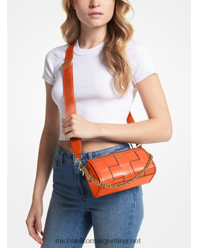 mujer naranja óptica bolsa crossbody jet set pequeña de piel entretejida Michael Kors T46HB0879