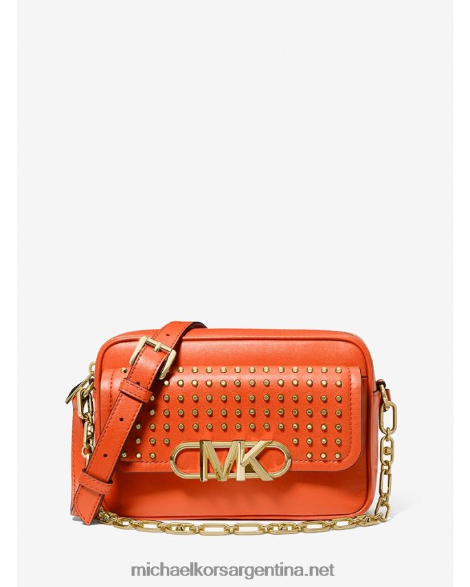 mujer naranja óptica bolsa crossbody parker mediana de piel con tachuelas Michael Kors T46HB0670