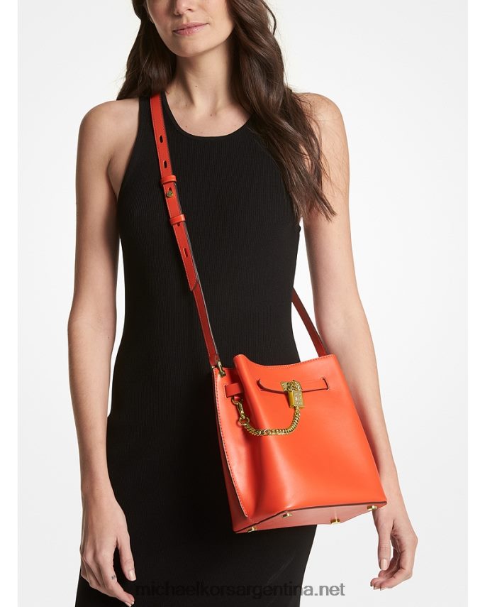 mujer naranja óptica bolso messenger hamilton legacy mediano de piel Michael Kors T46HB0686