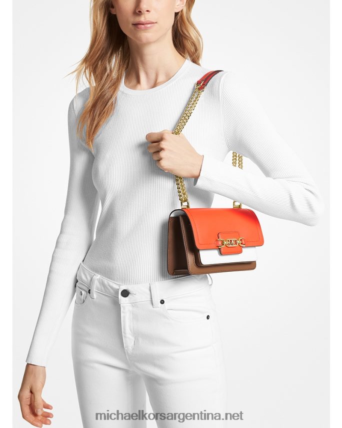 mujer naranja óptica multi bolsa crossbody jaspeada extrapequeña de piel con bloques de color Michael Kors T46HB0717