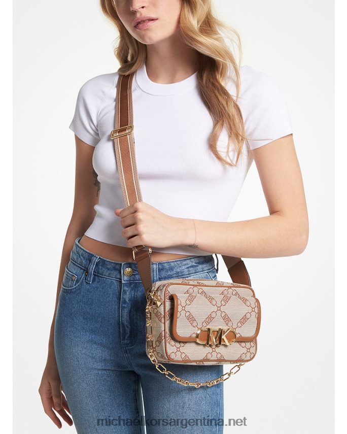 mujer natural/equipaje bolsa crossbody parker mediana con logo imperio en jacquard Michael Kors T46HB0844