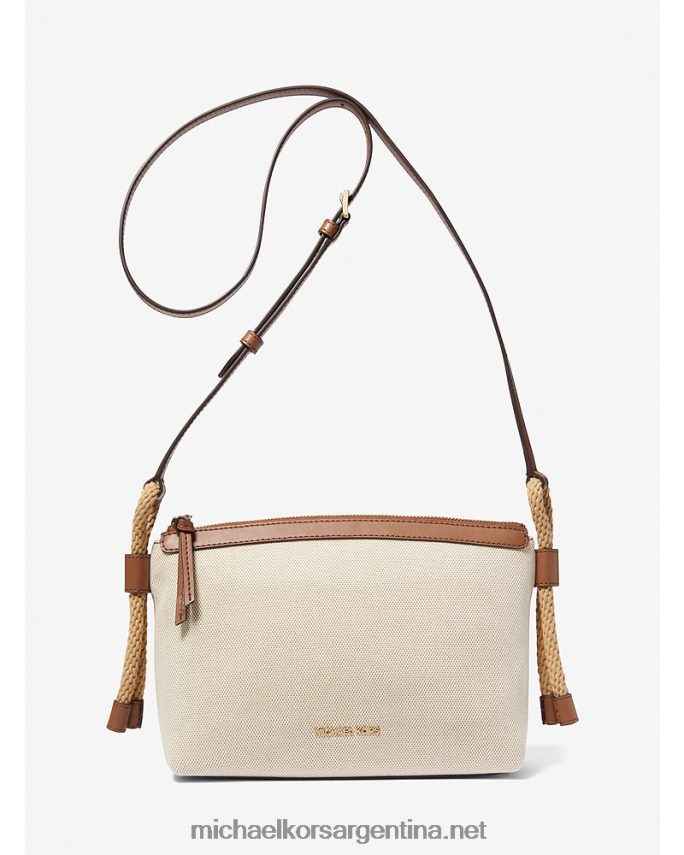mujer natural/equipaje bolsa crossbody talia mediana de lona de algodón Michael Kors T46HB0859