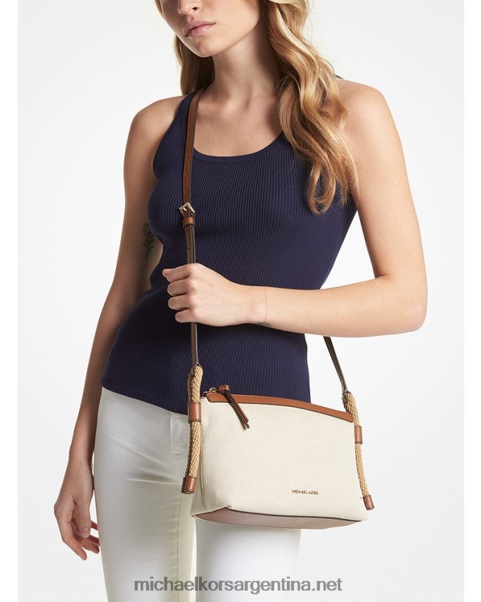mujer natural/equipaje bolsa crossbody talia mediana de lona de algodón Michael Kors T46HB0859