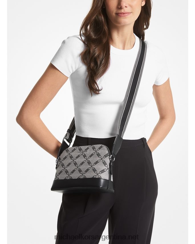 mujer natural/negro jet set bandolera grande con cúpula en jacquard y logo imperio Michael Kors T46HB0846