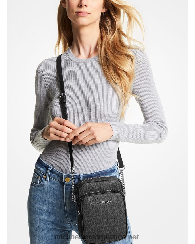 mujer negro bandolera Jet Set Travel mediana con logo Michael Kors T46HB01008