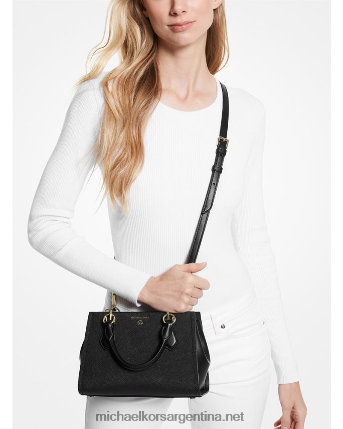 mujer negro bandolera marilyn pequeña de piel saffiano Michael Kors T46HB0645