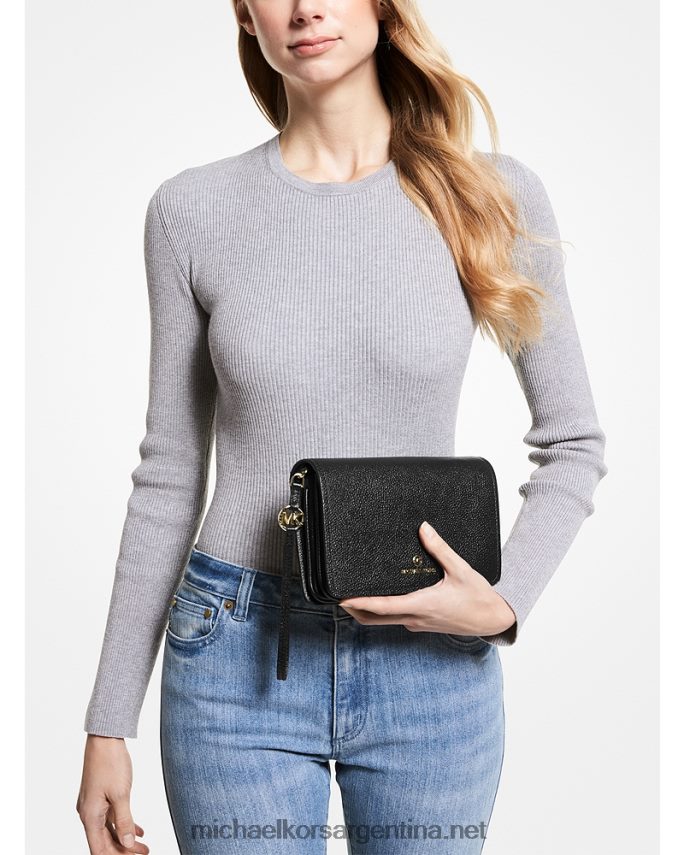 mujer negro bolsa crossbody Jet Set grande de piel granulada Michael Kors T46HB0763