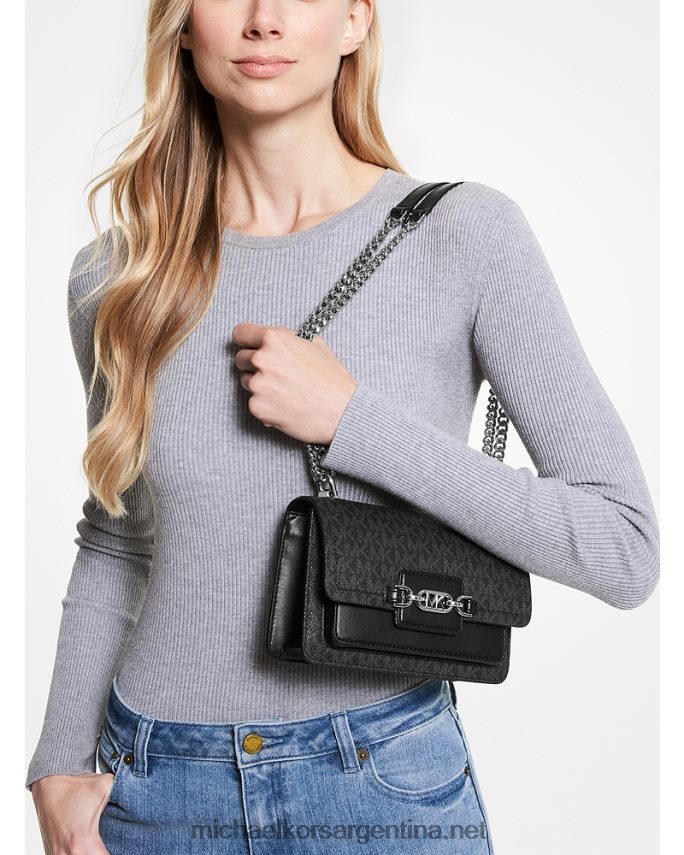 mujer negro bolsa crossbody extrapequeña jaspeada con logo Michael Kors T46HB0950