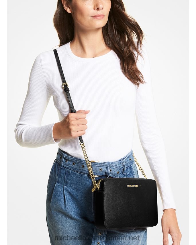 mujer negro bolsa crossbody jet set grande de piel saffiano Michael Kors T46HB0754