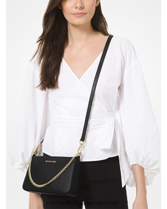 mujer negro bolsa crossbody jet set mediana de piel saffiano Michael Kors T46HB01021