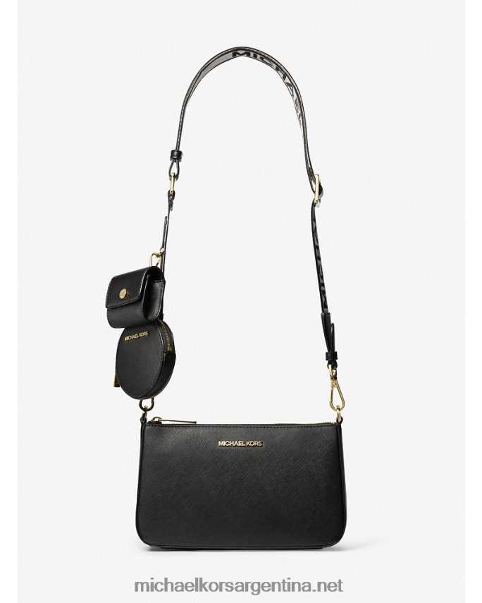 mujer negro bolso bandolera jet set de piel saffiano con funda para apple airpods pro Michael Kors T46HB0867