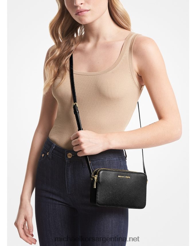 mujer negro bolso cámara jet set pequeño de piel granulada con cremallera doble Michael Kors T46HB0744