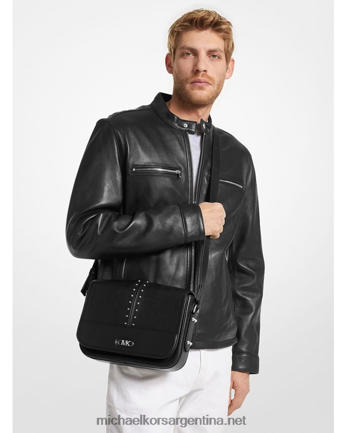 mujer negro bolso messenger astor mediano de piel con tachuelas Michael Kors T46HB0786