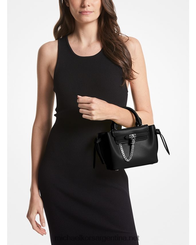 mujer negro bolso satchel hamilton legacy extrapequeño de piel con cinturón Michael Kors T46HB0656