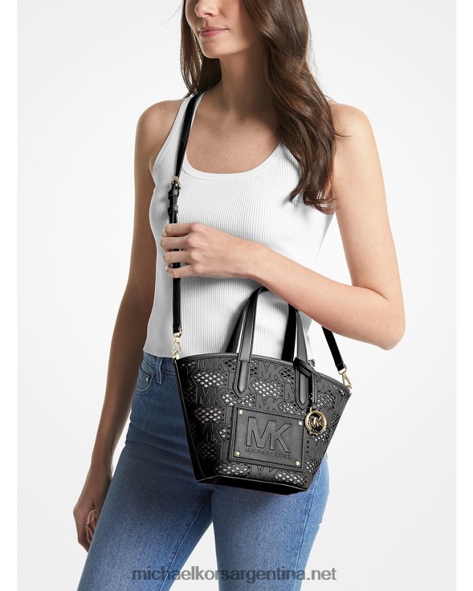 mujer negro bolso tote kimber pequeño 2 en 1 de piel sintética grabada y perforada Michael Kors T46HB0871