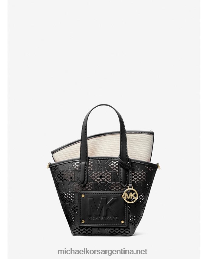 mujer negro bolso tote kimber pequeño 2 en 1 de piel sintética grabada y perforada Michael Kors T46HB0871