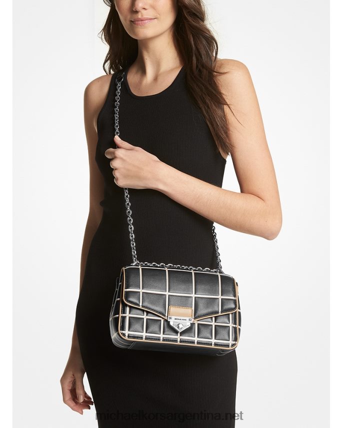 mujer negro/camello bolso de hombro soho grande de piel sintética acolchada con ribete en contraste Michael Kors T46HB0827