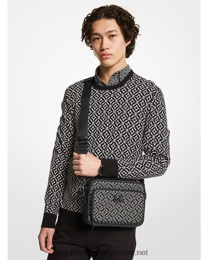 mujer negro/crema claro bolsa crossbody hudson con logo en jacquard Michael Kors T46HB0818