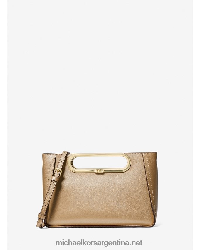 mujer oro pálido Bandolera convertible chelsea grande de piel saffiano metalizada Michael Kors T46HB0762