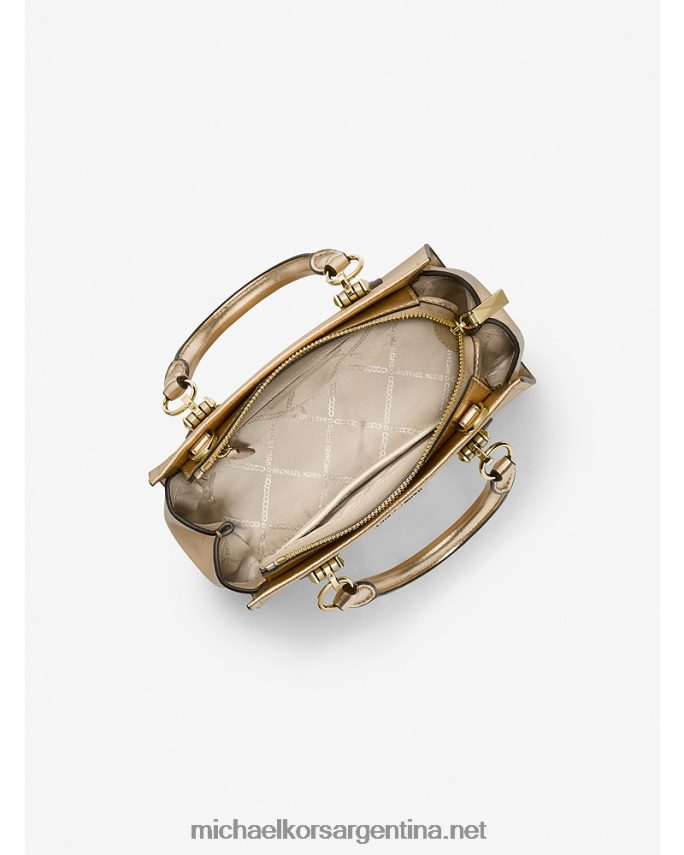 mujer oro pálido bandolera marilyn pequeña de piel saffiano metalizada Michael Kors T46HB0649