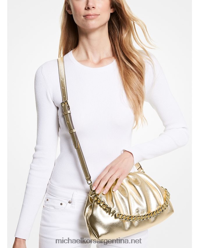 mujer oro pálido bandolera pequeña nola de piel sintética metalizada Michael Kors T46HB0987