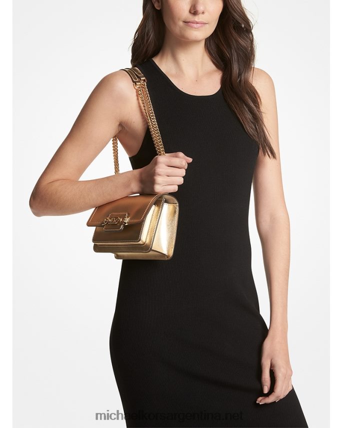 mujer oro pálido bolsa crossbody extrapequeña de piel metalizada jaspeada Michael Kors T46HB0714