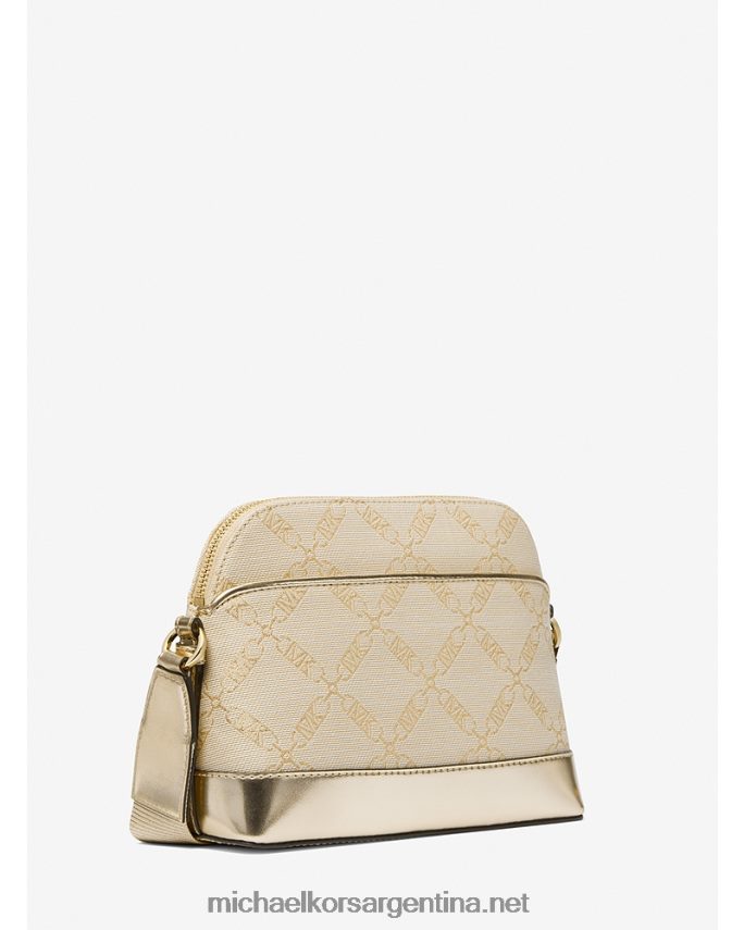 mujer oro pálido/natural jet set bandolera grande metalizada con cúpula en jacquard y logo imperio Michael Kors T46HB0856