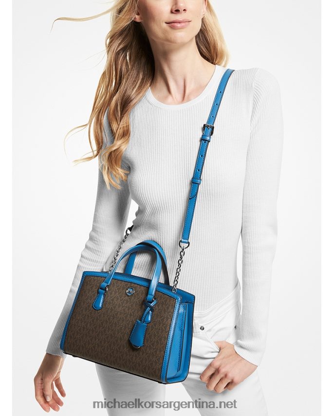 mujer patrimonio azul bolsa messenger Chantal pequeña con logo Michael Kors T46HB0918