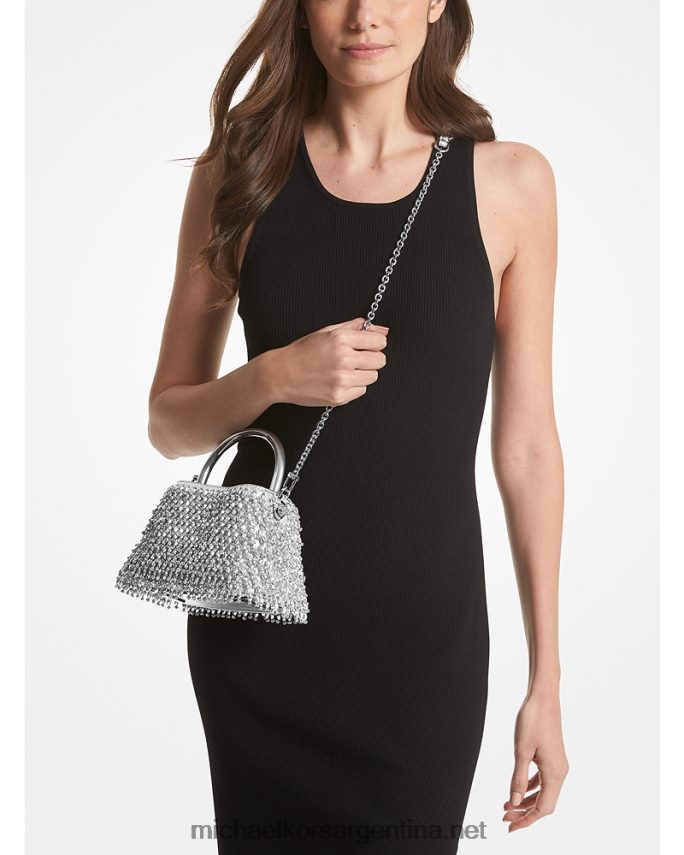 mujer plata bolso de hombro Rosie extrapequeño de edición limitada de piel sintética metalizada con adornos Michael Kors T46HB0782