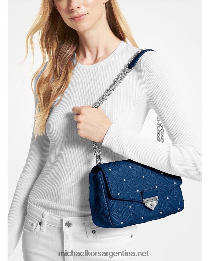 mujer río azul bolso de hombro soho grande de piel sintética acolchada con tachuelas Michael Kors T46HB0890